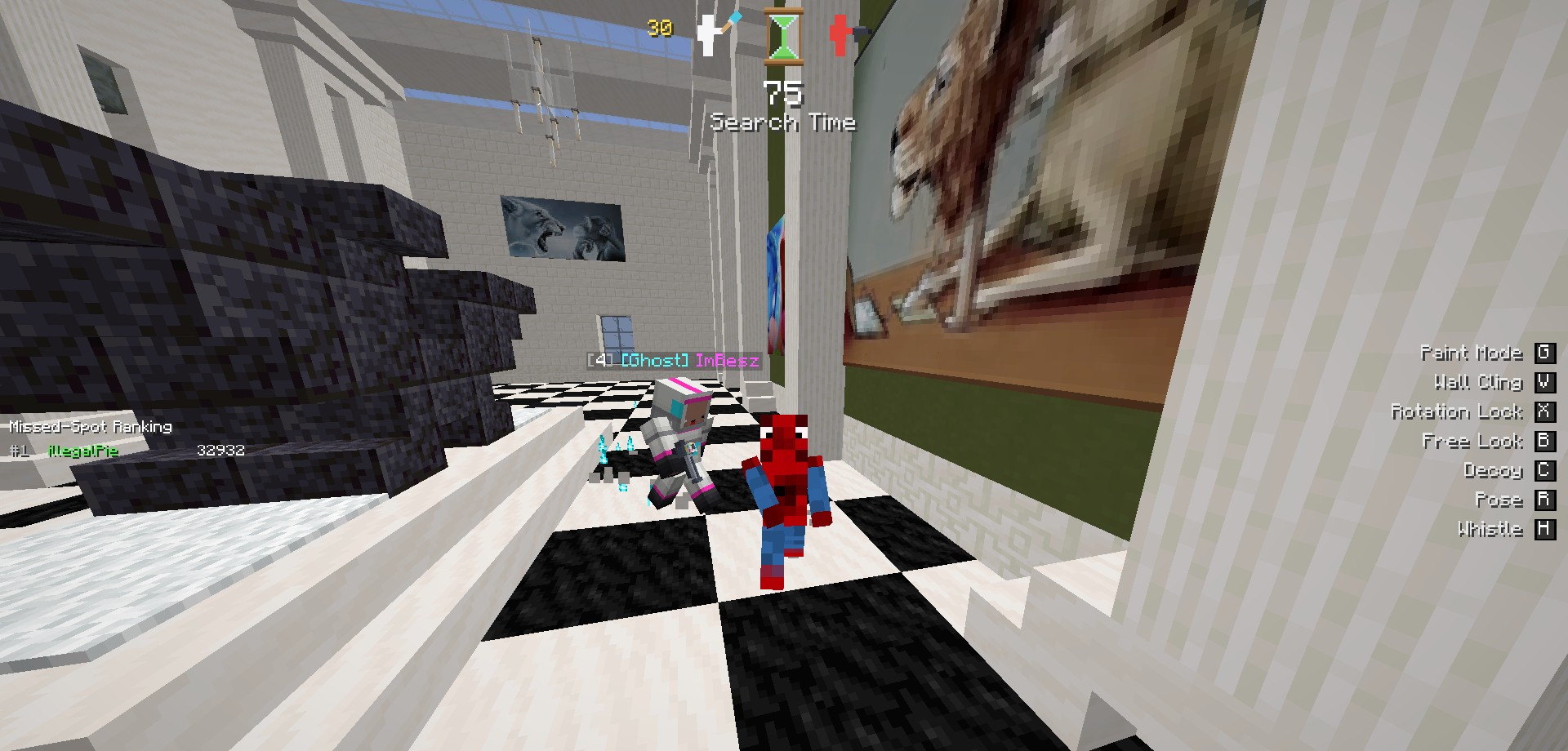 Two players during a live hide and seek round